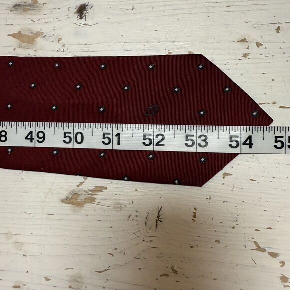 VTG 90’s Christian Dior Burgandy Navy Geo Neck Tie “Dior” Logo Rare Silk Blend - Picture 8 of 8